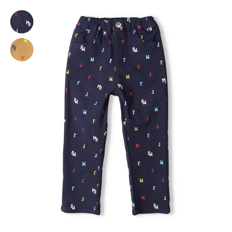 Long-Trousers, Trousers - ロゴ柄ツイル長パンツ／ムージョンジョン（moujonjon）