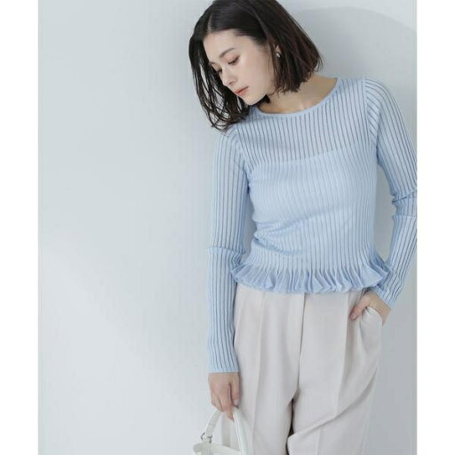 シアーフリルヘムリブニット/ナチュラルビューティーベーシック(NATURAL BEAUTY BASIC) シアーフリルヘムリブニット/ナチュラルビューティーベーシック(NATURAL BEAUTY BASIC)