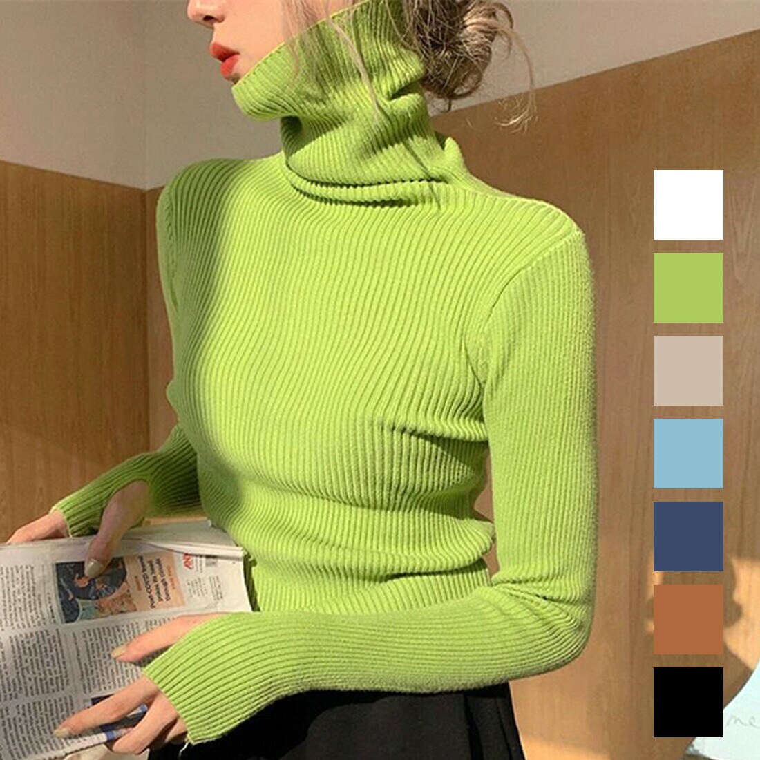 指穴付きハイネックリブニット／メゾンドラティール（maison de LATIR）