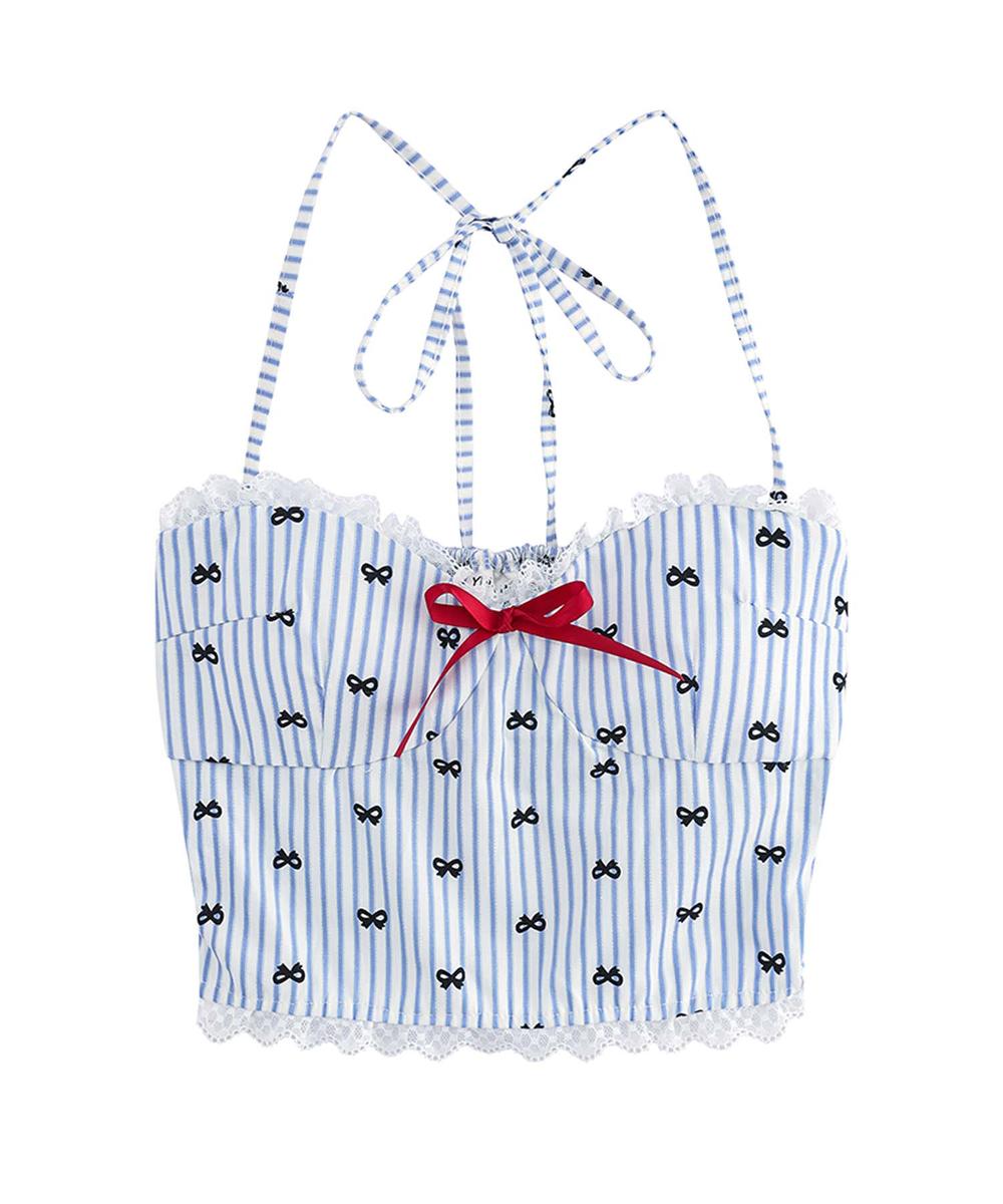 【HOOK】for girls ストライプとリボン柄ビスチェ／フック（HOOK）