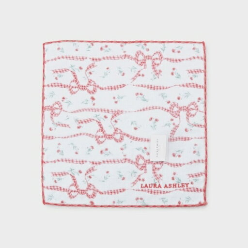 ラークフィールドリボン プリントガーゼタオルハンカチ/ローラ アシュレイ(LAURA ASHLEY) ラークフィールドリボン プリントガーゼタオルハンカチ/ローラ アシュレイ(LAURA ASHLEY)
