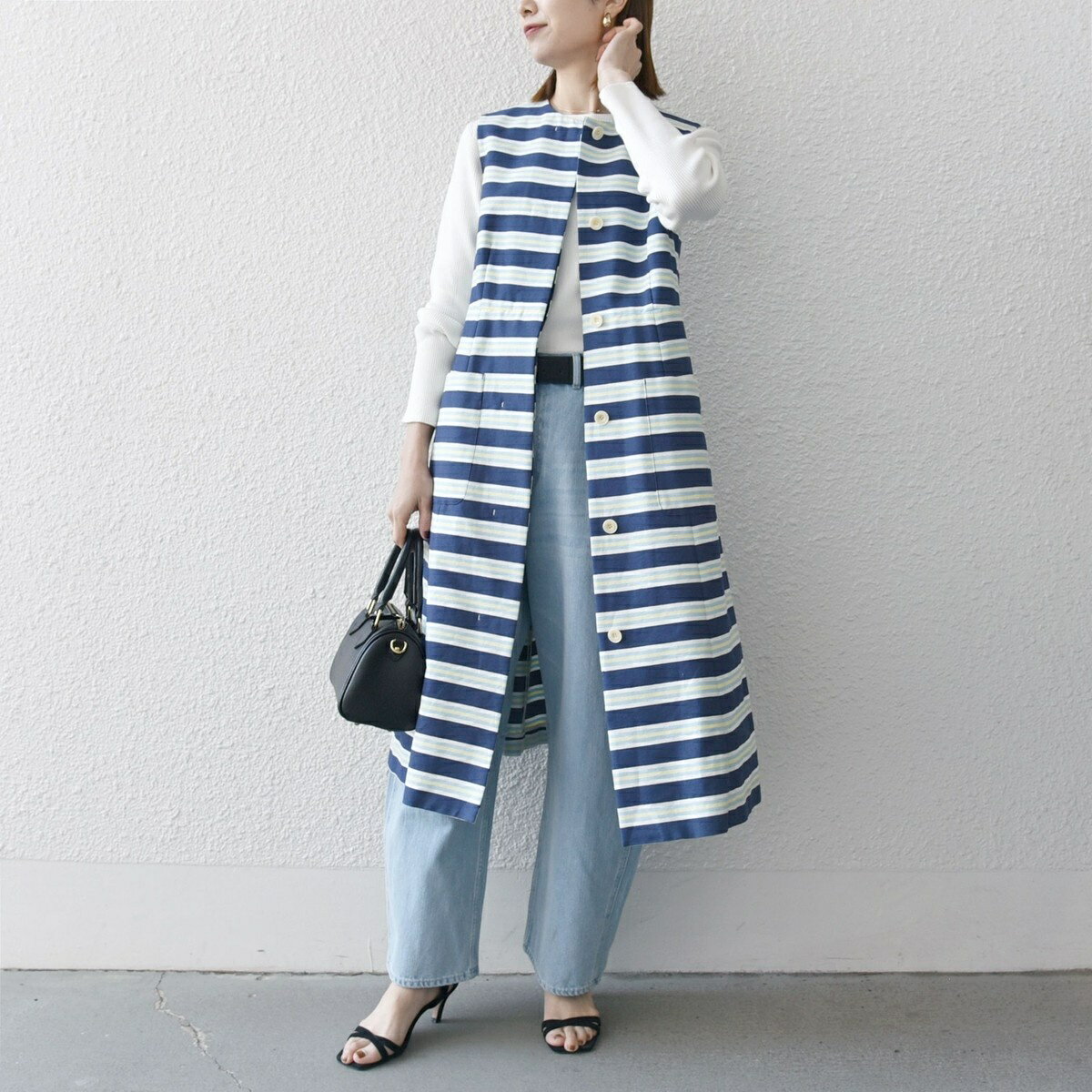 SHIPS any:キャンバス ボーダー ジレ ワンピース／シップス エニィ（SHIPS any）