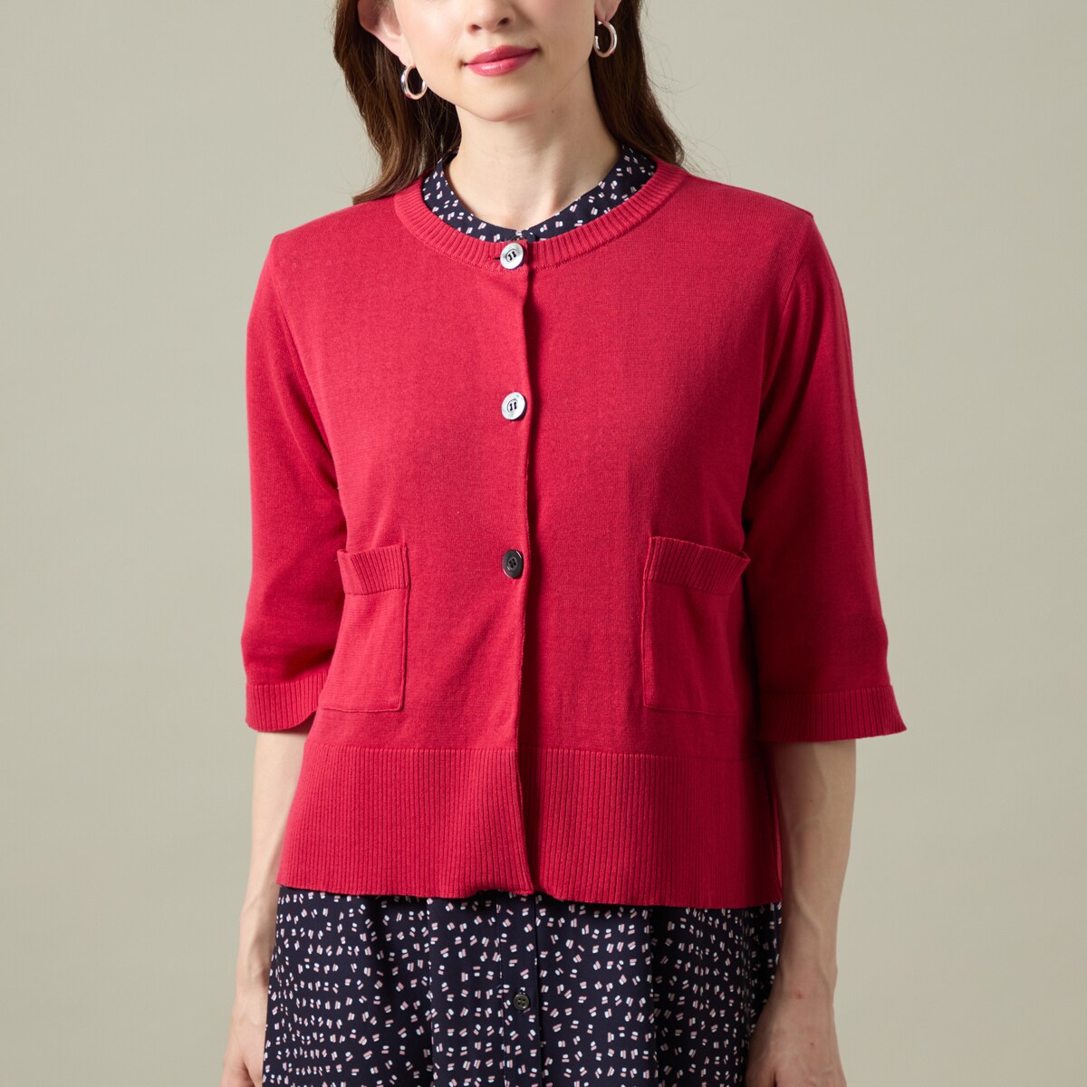 【洗える】抗菌防臭5分袖カーデ 【日本製】／ラ・クープ（LACOUPE）