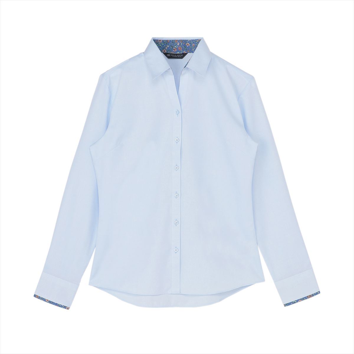 【透け防止】 スキッパー 長袖 形態安定 レディースシャツ/ブリックハウス(BRICKHOUSE)