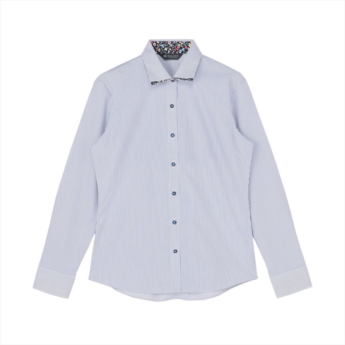 【透け防止】 ワイド 長袖 形態安定 レディースシャツ/ブリックハウス(BRICKHOUSE)