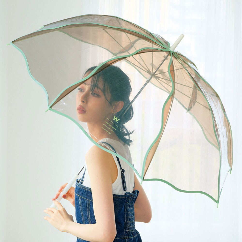 【Wpc.】ビニール傘 ウェービーアンブレラ 60cm 大きい 傘 レディース かわいい 長傘／Wpc.（WPC）