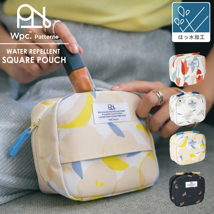 【Wpc.】はっ水スクエアポーチ 大容量 化粧ポーチ ティッシュポーチ ポケット付き／Wpc.（WPC）