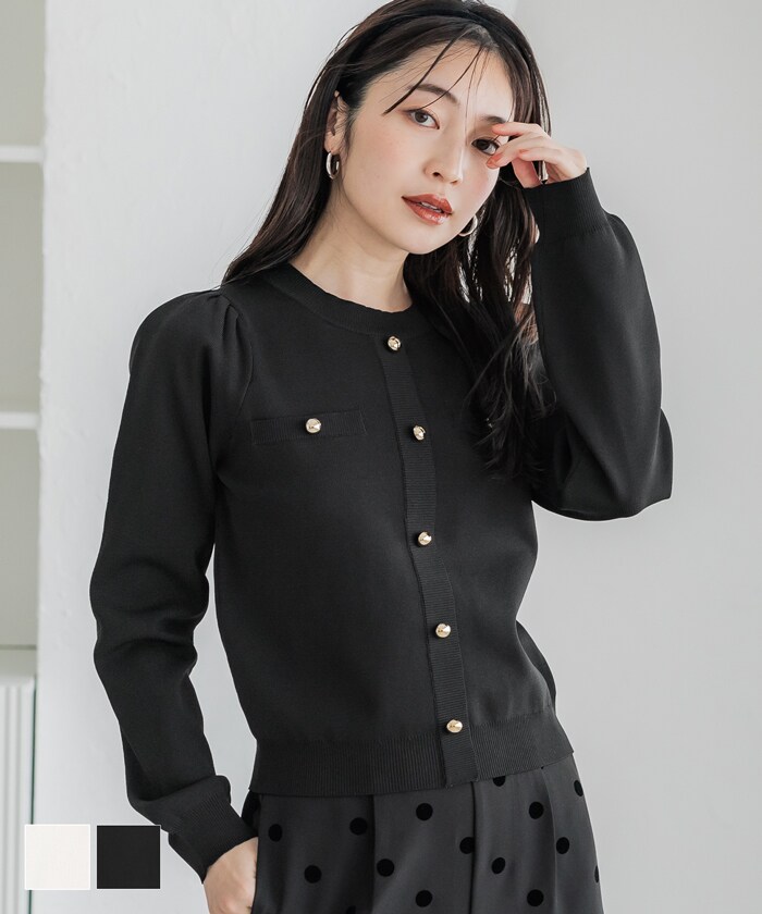 ゴールドボタンニットプルオーバー 全2色／コカ（coca）