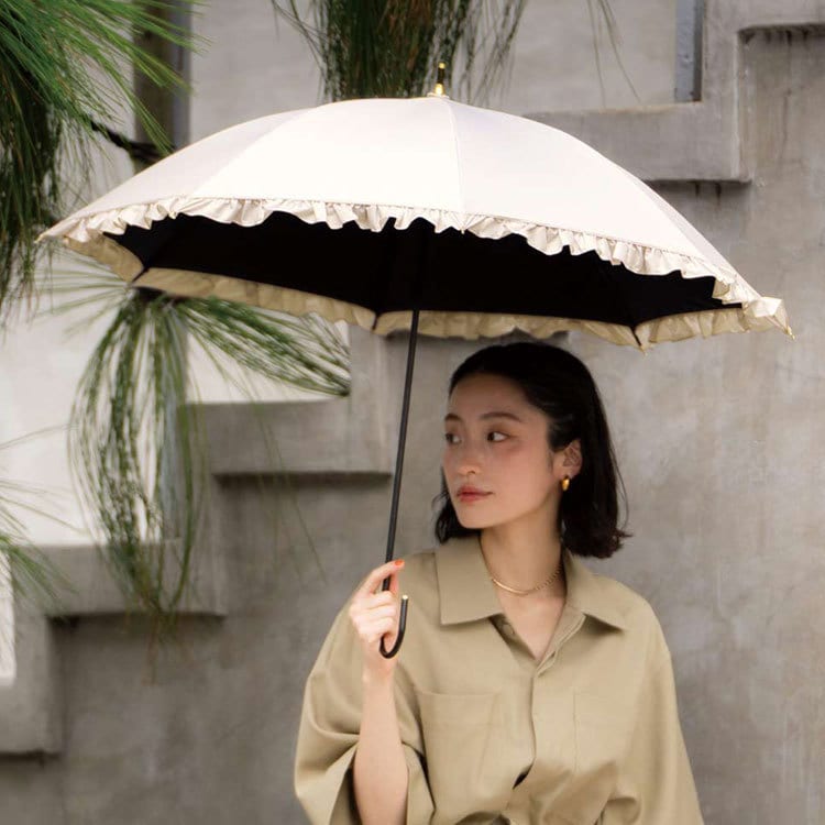 【Wpc.】日傘 遮光クラシックフリル 完全遮光 遮熱 UVカット 晴雨兼用 レディース 長傘／Wpc.（WPC）