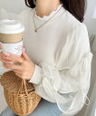 【mily bilet】大人可愛いふんわりスリーブ♪サイドスリットリボンチュール重ねニットソー/クラシカルエルフ(Classical Elf)