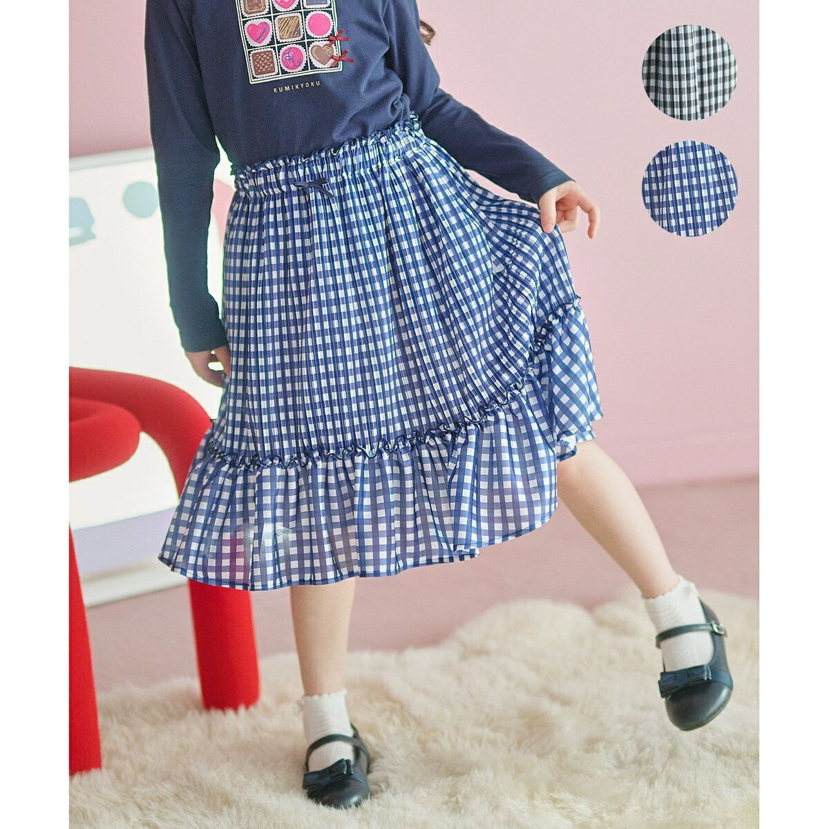 【110-140cm】ギンガムチェックプリーツ スカート／組曲（KUMIKYOKU）