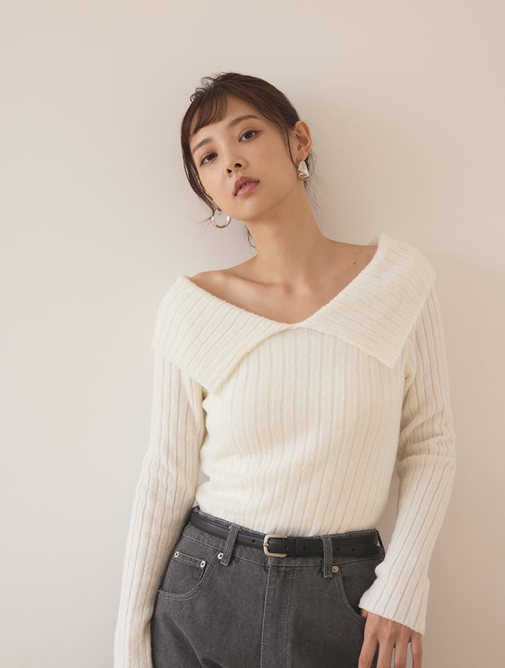 ビッグカラーニットトップス／フィフス（fifth）