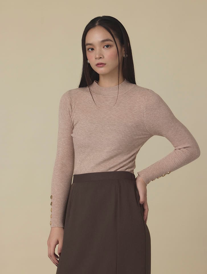 袖ボタンハイネックリブニット／フィフス（fifth）