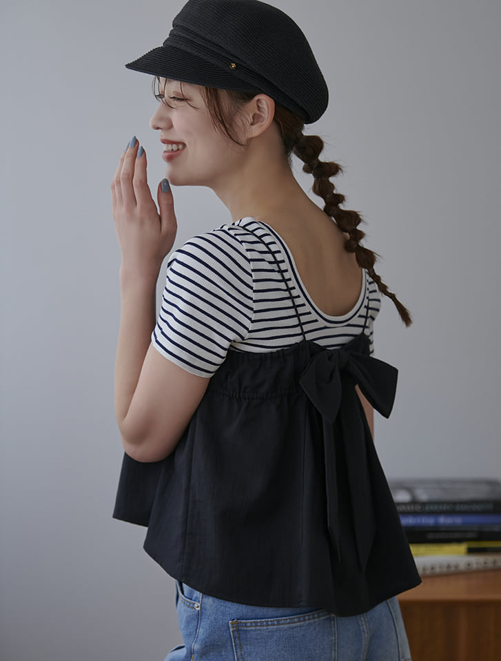 リネンタッチスパゲティショルダーフレアキャミソール／フィフス（fifth）