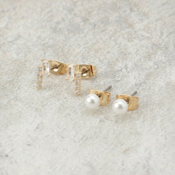 ビジュー×フェイクパールピアス/オペークドットクリップ(OPAQUE.CLIP)