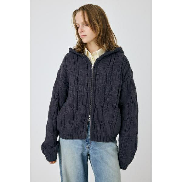 CABLE ZIP UP ニットフーディ／マウジー（MOUSSY）