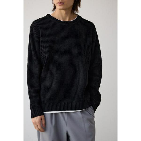 ワッフルレイヤードニット／アズー