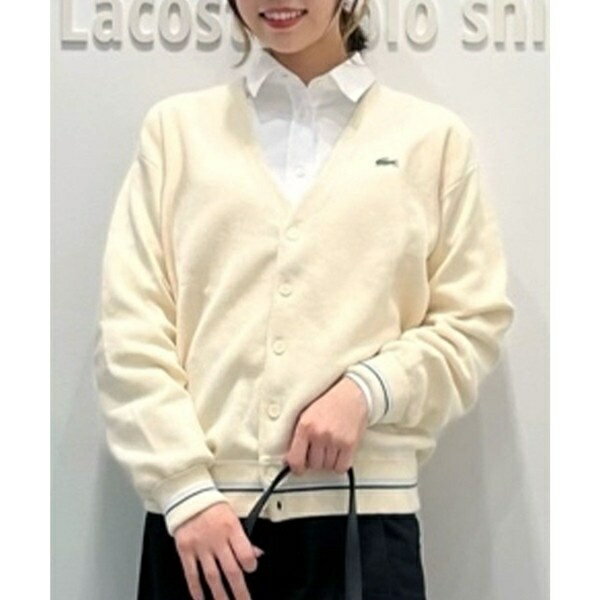 リブニットステッチコットンニットカーディガン／ラコステ（LACOSTE）