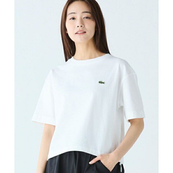 裾口ドローストリング入りクロップド5分袖 半袖Tシャツ／ラコステ（LACOSTE）