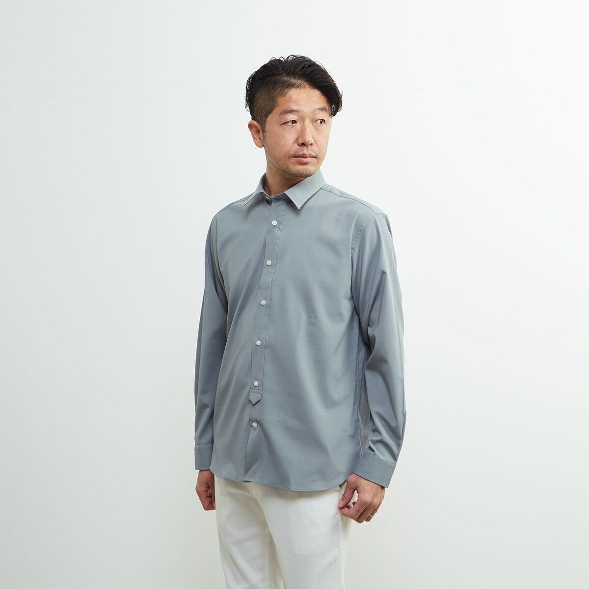 ドライストレッチポプリンレギュラーカラーシャツ／メンズメルローズ（MEN'S MELROSE）