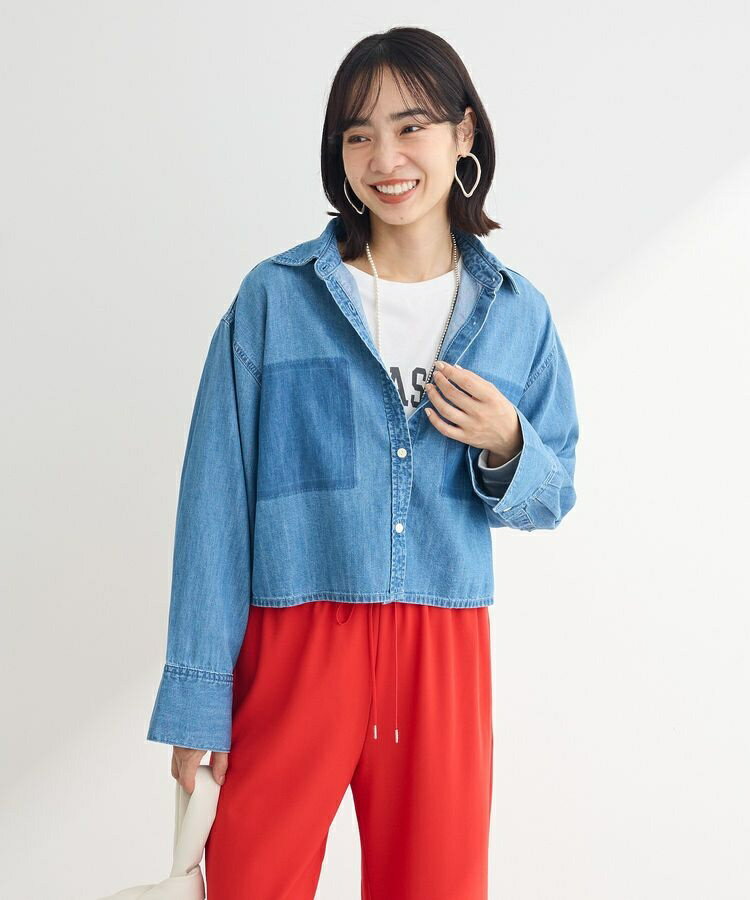 ショート丈デニムシャツ／グリーンパークス（Green Parks）のサムネイル