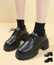 ローファー レディース 厚底 編み上げ/ミニミニストア(miniministore)