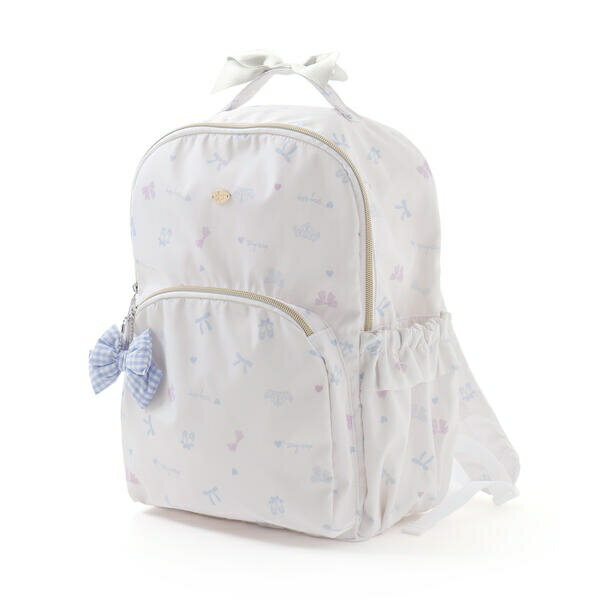 【お揃い】リボンチャーム付き無地いろいろモチーフ柄リュック(M~L)／スラップスリップ（SLAP SLIP）