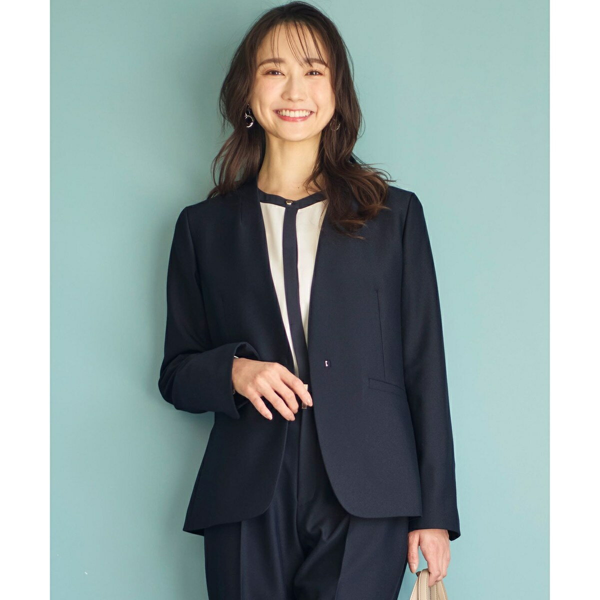 【洗える】褒めらレディノーカラー ジャケット／エニィスィス（ANY SIS）のサムネイル