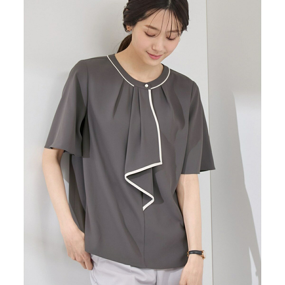 【WEB限定サイズ】配色ボウタイ風ハーフスリーブブラウス/通勤対応／ロペピクニック（ROPE' PICNIC） 0101marui-12846993 丸井(マルイ)楽天市場店 サンプル画像2