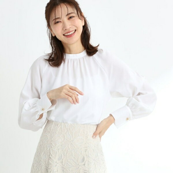 【R‐QUALITY／接触冷感／洗える】スタンドネックシャツブラウス／リフレクト（Reflect）