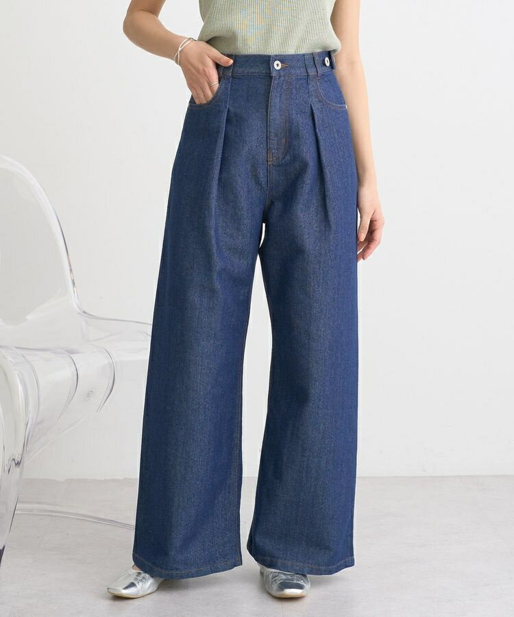 ラメデニム タックパンツ／アースミュージック＆エコロジー（earth music＆ecology）