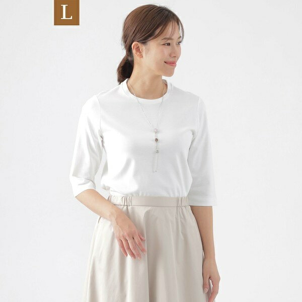 【L】【ウォッシャブル】コンパクトコットンポンチ7分袖ドレスTシャツ／トランスワーク（TRANS WORK）