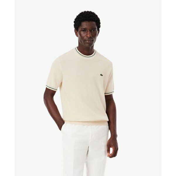 ドライタッチ 配色ラインハイゲージ半袖ニット／ラコステ（LACOSTE）