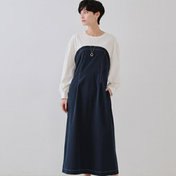 ビスチェドッキングワンピース【洗濯機洗い可】／オペークドットクリップ（OPAQUE.CLIP）のサムネイル