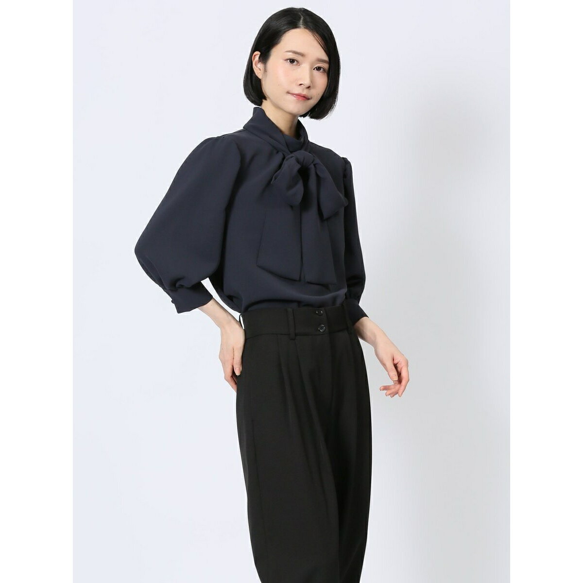 m.f.エディトリアル リボンタイ 7分袖 プルオーバーブラウス／m.f.エディトリアル（m.f.editorial）