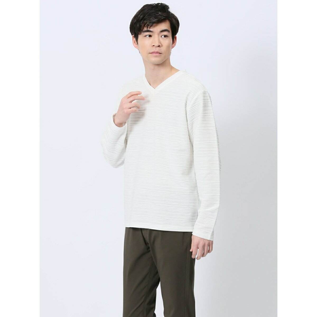 タカキュー タックジャガード Vネック長袖Tシャツ／タカキュー（TAKA-Q）