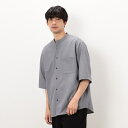 【セットアップ対応】ウールライク 五分袖 バンドカラーシャツ/コムサイズム(COMME CA ISM)