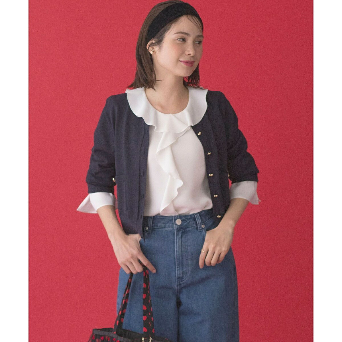 ハートボタン ニットカーディガン／組曲（KUMIKYOKU）