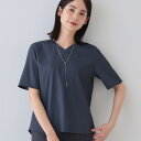 春SALE!【洗える/凹凸素材】シンプルVネックブラウス/インディヴィ(INDIVI)