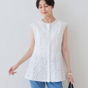 春SALE!【洗える】フラワーカット刺繍ノースリーブブラウス/インディヴィ(INDIVI)