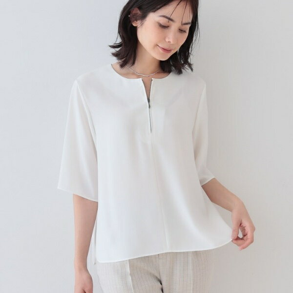 【洗える】ハーフジップデザインブラウス／インディヴィ（INDIVI）