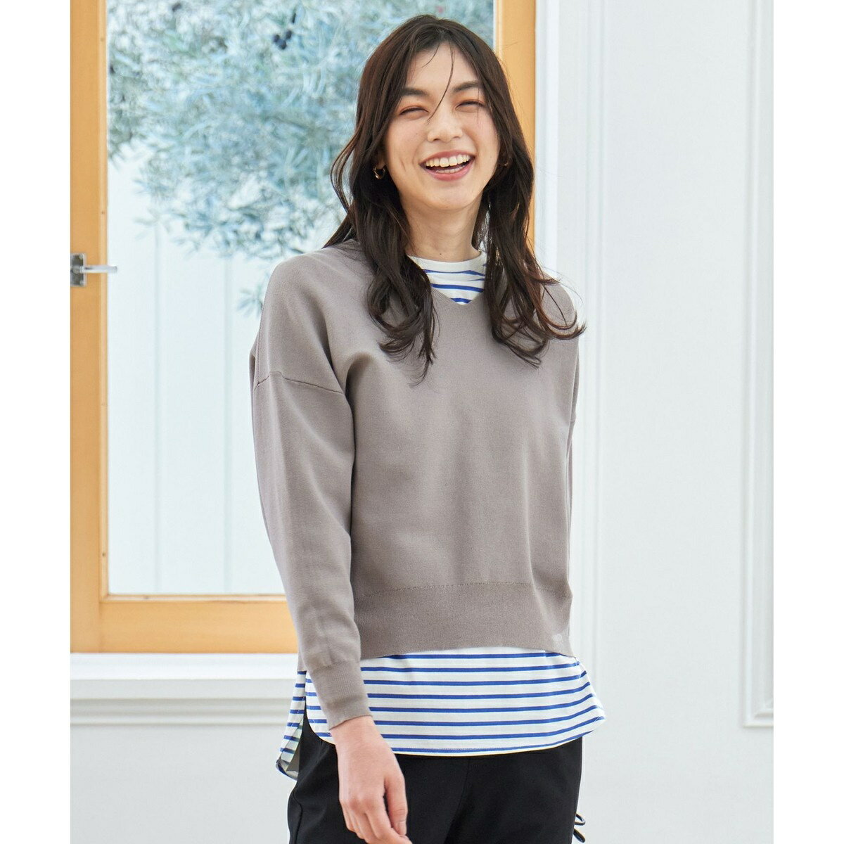 【5色展開】Vネックガーターニットプルオーバー／エニィ（ANY）