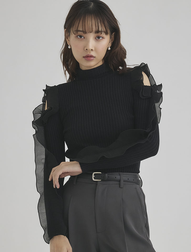 プリーツフリルドッキングハイネックニット／フィフス（fifth）
