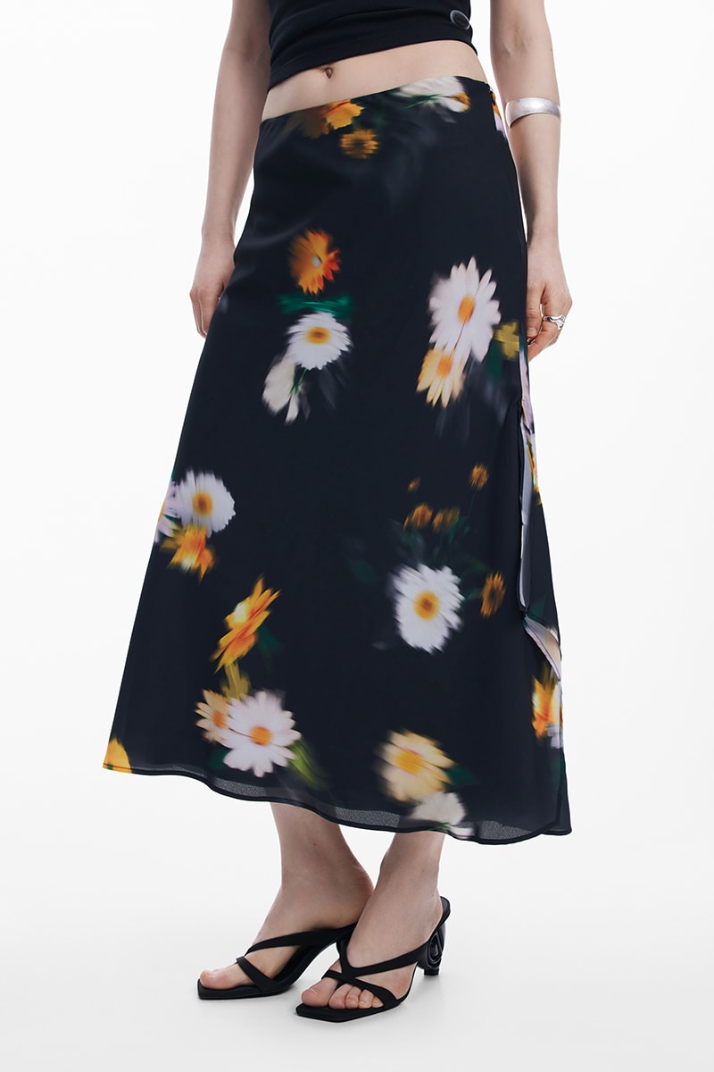 Blurred floral print midi skirt / Desigual
