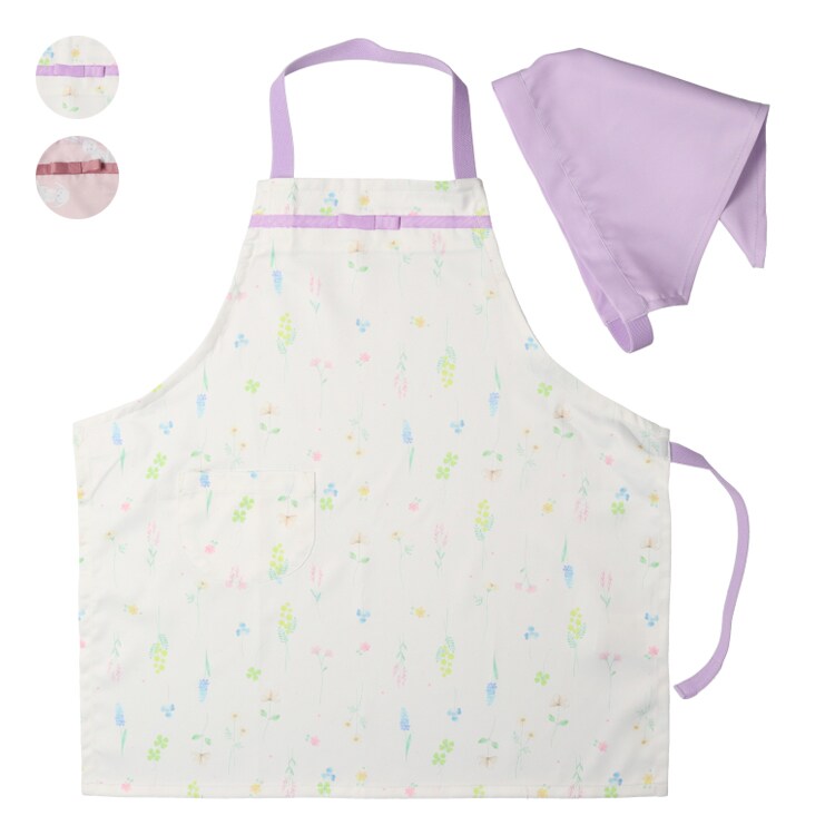 お花・うさぎ総柄エプロン/キッズフォーレ(Kids Foret)