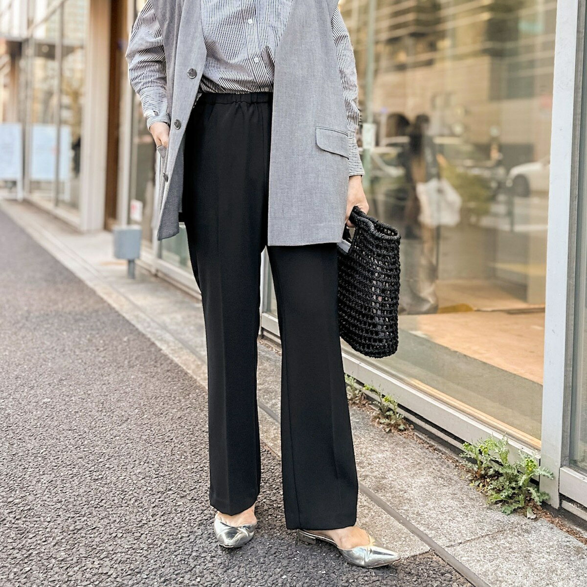 ウォッシャブルセミフレアイージーパンツ／ノーリーズ（NOLLEY'S）