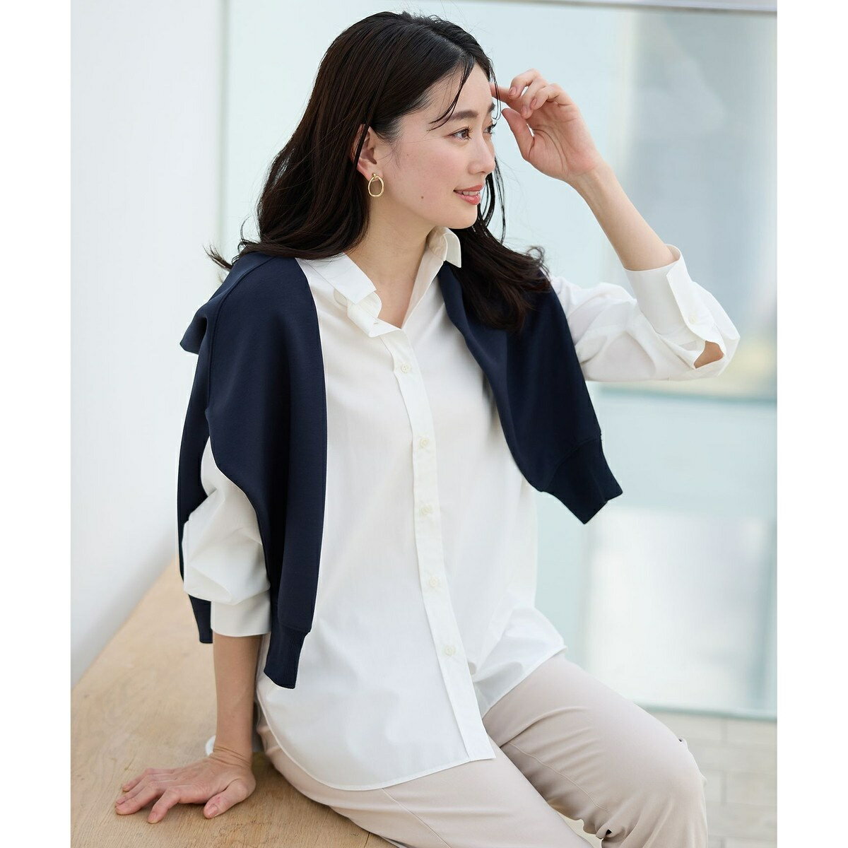 【接触冷感/UVカット/抗菌防臭/速乾】エニィファンクションシャツブラウス／エニィ（any FAM）