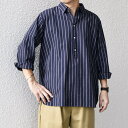SHIPS any:〈洗濯機可能〉コットン/リネン 7分袖 ストライプ スキッパー プルオーバー /シップス エニィ(SHIPS any)