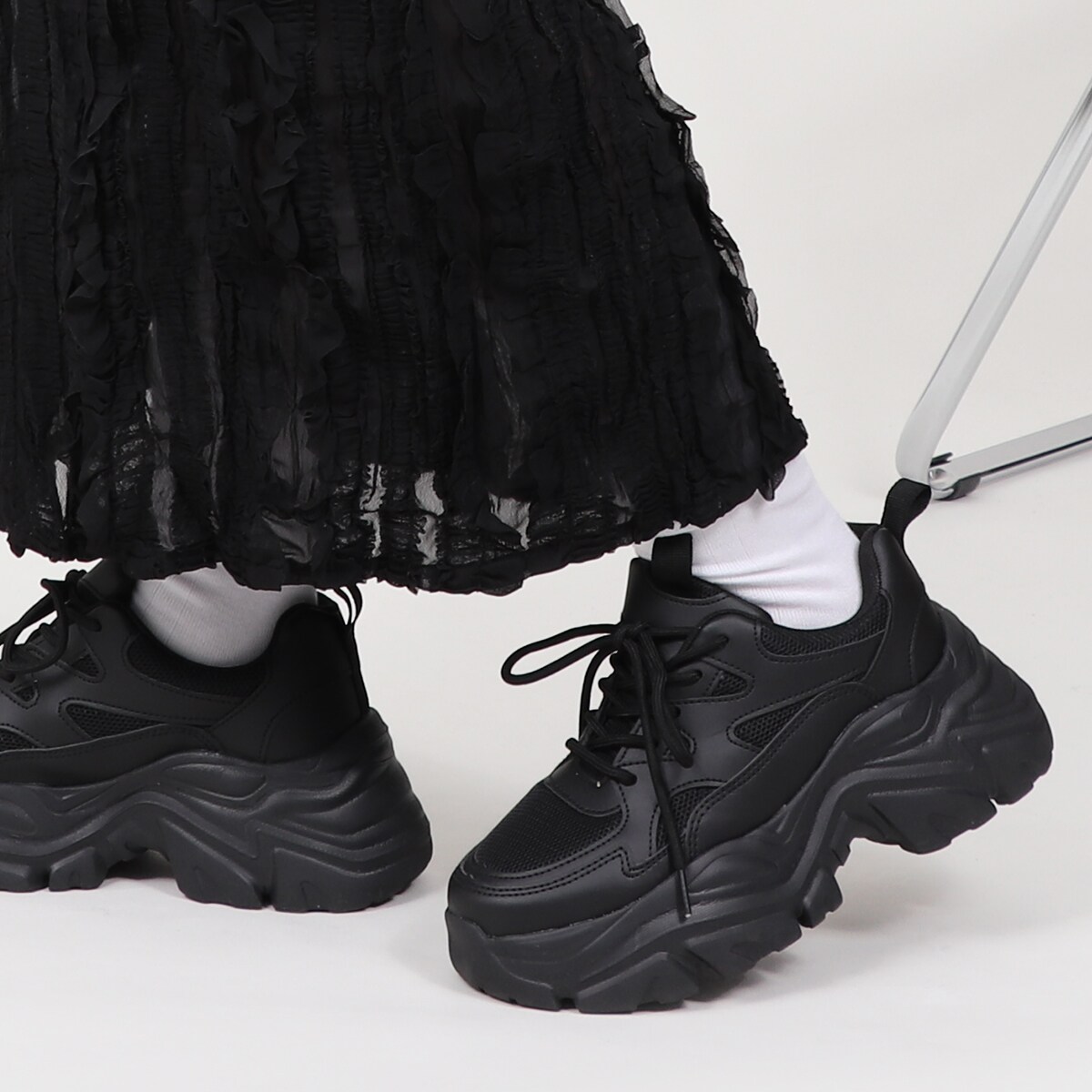 【軽量厚底】ボリューム ソール 厚底スニーカー ／ベース（BASE）