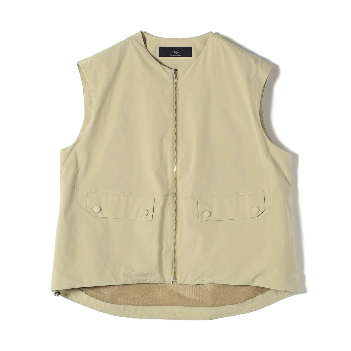 SHIPS Primary Navy Label:タフタ ジップアップ ジレ／シップス（SHIPS）